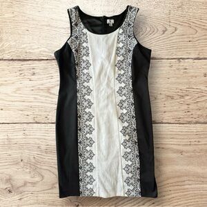 NWT Worthington Dress White Black  Cotton Blend Size 16 Lined Back Zipper